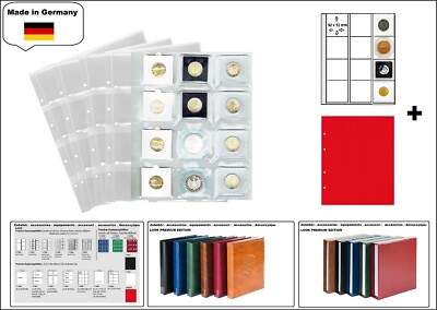 10-Coin Sleeves-Coin Holders-12x-50x50mm-+-Red-ZWL-Look-1-7400-Premium 