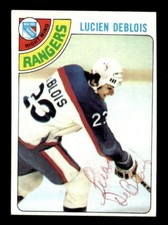 LUCIEN DEBLOIS SIGNED 1978-79 TOPPS HOCKEY #136 NEW YORK RANGERS AUTO