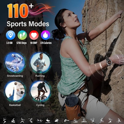 Montre Connectée Smartwatch HD Appels Bluetooth 110+ Modes Sport Cardio Etanche - Photo 2/4
