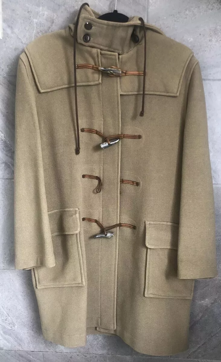 Gloverall Khaki Wool Duffle Coat Made In England Size 38 Unisex 🇬🇧