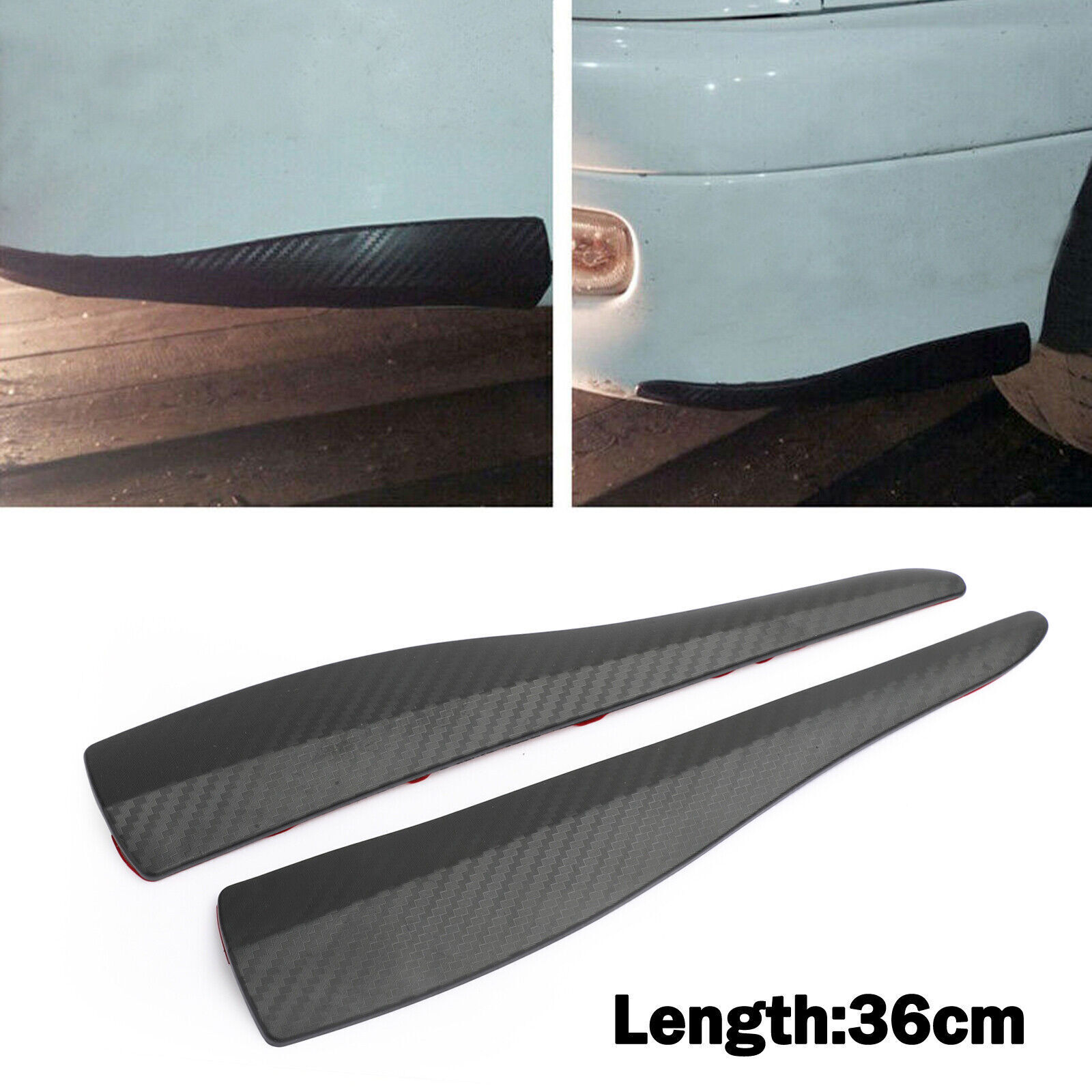 2pcs 36cm Rubber Car Front Rear Bumper Lip Anti-collision Strip TC U4