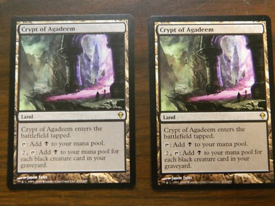MTG Zendikar Crypt Of Agadeem x2 Rare Land Unplayed NM