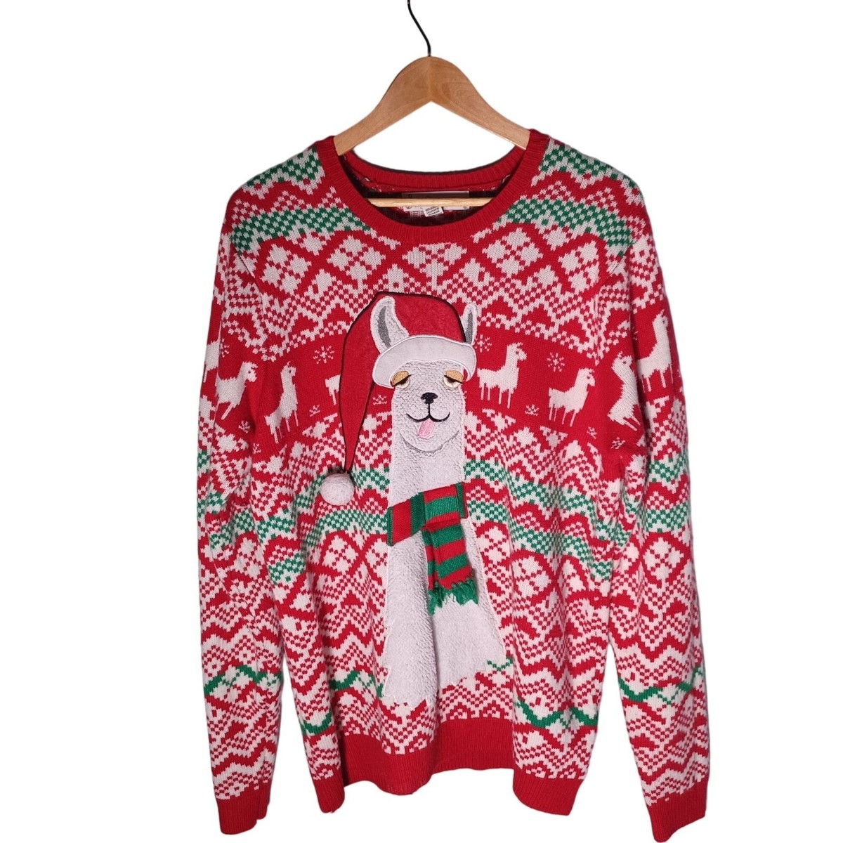 Womens Knit Sweater Size X Large Ugly Christmas Sweater LLama