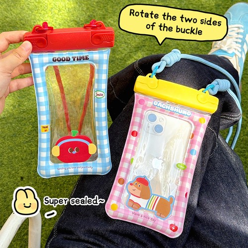 Cute Cartoon Waterproof Phone Pouch Anti Sinking Air Waterproof Phone Bags GF - Zdjęcie 6 z 18