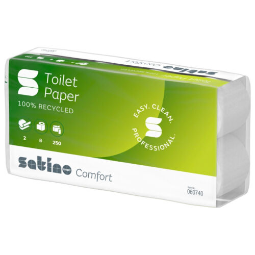 Wepa Toilettenpapier WC-Papier Satino comfort, 2-lagig weiß 250 Blatt, 64 Rollen - Bild 1 von 3