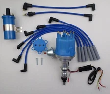 small cap FORD 240 300 INLINE 6 1965-76 HEI Distributor + plug wires + 45k COIL