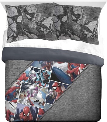 Jay Franco Spiderman Grunge Queen Comforter & Sham Set Fade Resistant Microfiber