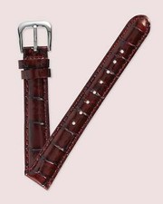 Ecclissi 16mm x 14mm Burgundy Leather Crocodile Grain Strap original Buckle