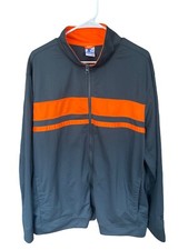 Starter Men's Track Jacket 2XL Gray Orange Stripe Full Zip Pockets 50-52