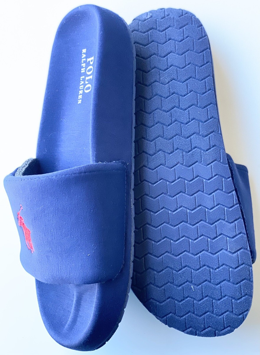 Polo Ralph Lauren Premium Men's Navy Blue Slider Slippers Size