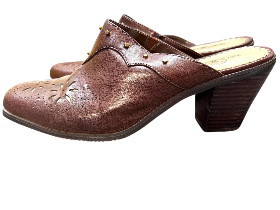 Duck Head Heeled Slide Brown Miley Faux Leather Western Cowgirl Sz 8.5 M - Image 3 of 4