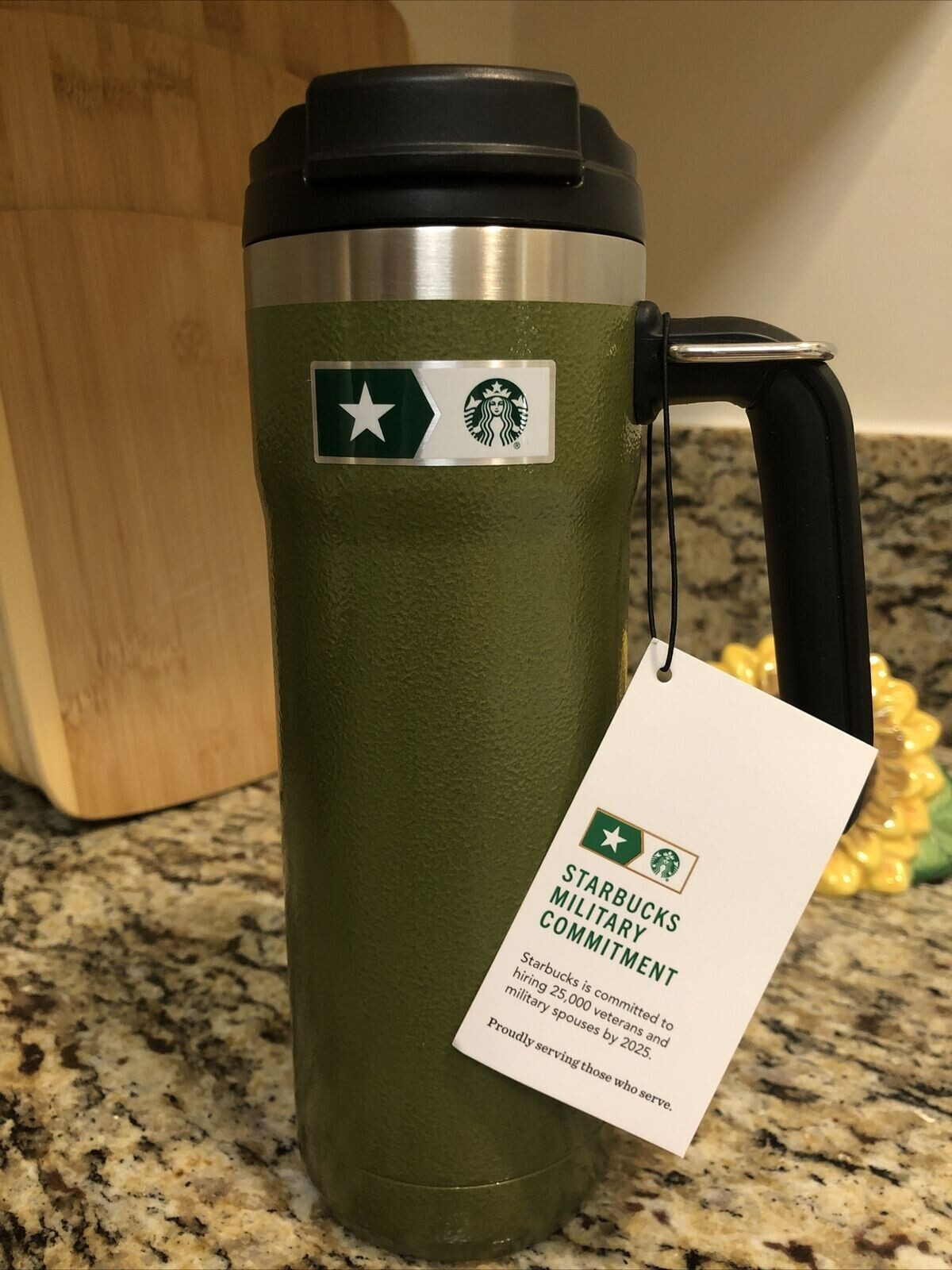 NEW Stanley Green Starbucks Military Commitment Metal 20 Fl. Oz Travel Mug