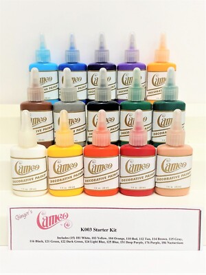 Cameo Ginger's K003 Starter Kit Ballpoint Fabric Paint Primary Colors Set of  15