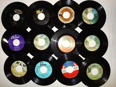 Lot of 48 Mixed 45 RPM records odd Labels - Apple, De-Lite, Musart, MC, Fernwood