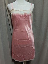NWT Victoria's Secret Pink Satin Chemise Lace Trim Adjustable Straps Small Slim