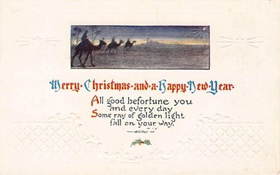 Postcard: Merry Christmas, Three Wise Men, DB 1910's, Embossed 1910's
