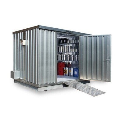 Gefahrstoffcontainer / 6 qm / Auffangvolumen 1.030 l / mit Dauerlüfter