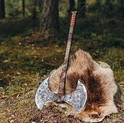 Handmade Double Head Axe | Berserker Axe | Large Viking Axe | Forged Norse Axe