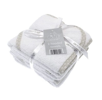eLLi & Raff Babyhandtuch mit Kapuze weiß weich 100% Baumwolle, weiß - 2er Pack