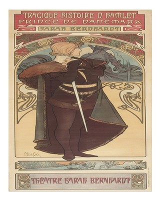 Jugendstil Wandkunst von Alphonse Mucha Hamlet Design Art Nouveau Thea