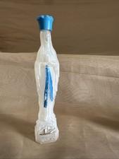 Holy Water Bottle Virgin Mary Souvenir De Lourdes plastic with blue lid 7.5in