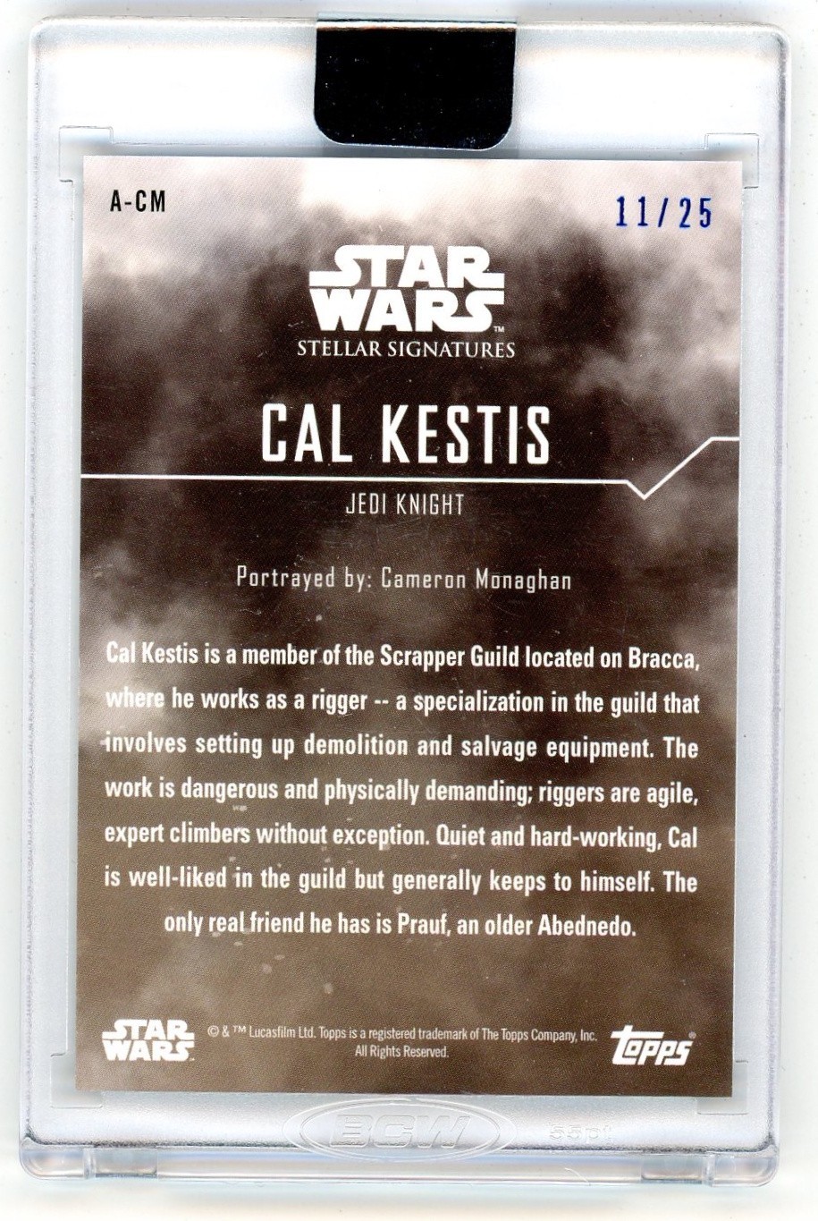 CAMERON MONAGHAN - CAL KESTIS TOPPS STAR WARS STELLAR AUTOGRAPH AUTO CARD 11/25 view 2