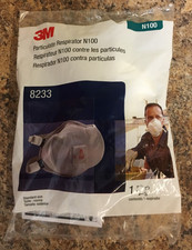 3M 8233 White N100 Disposable Particulate Respirator White 1 Pc