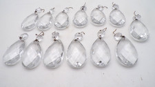 Lot of 18 2" x 1 " Faceted Vintage Crystal Glass Prisms Chandelier