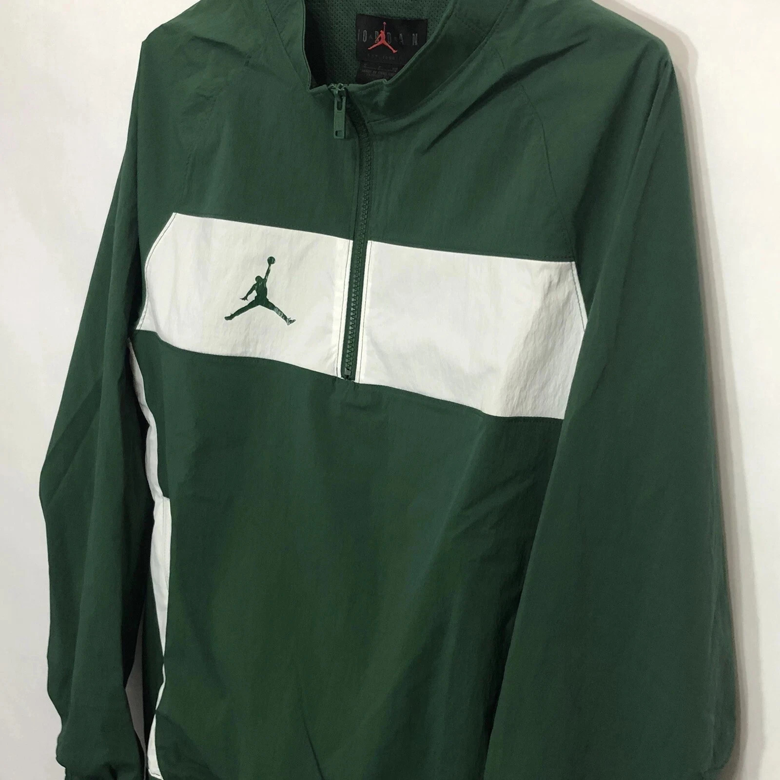 Nike Air Jordan Dri Fit 1/4 Zip Woven Jacket Green/White Men's CD2218-377 SizeXS thumbnail 3