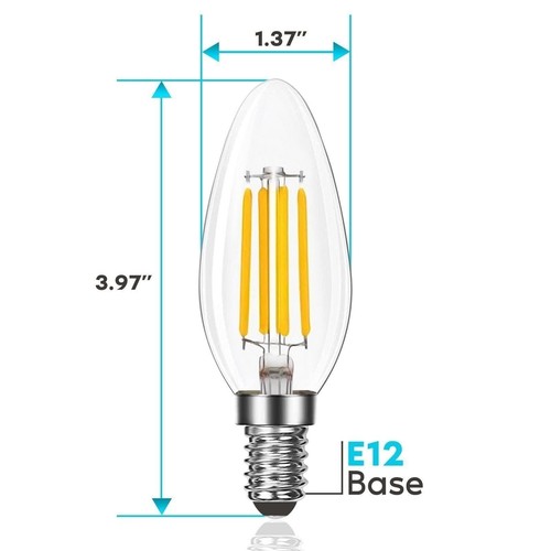 Luxrite Candle LED Bulb 800 Lumens Natural White 7W Dimmable UL E12 12-Pack - Picture 4 of 7