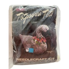 Vintage 80s Potpourri Pets Needlecraft Kit Swan Lace TITAN NEEDLECRAFT 1985