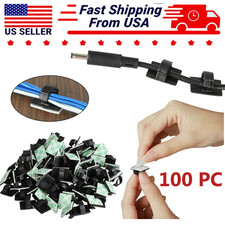 100 PCS Self-Adhesive Cable Clips Cord Management Wire Holder Organizer Clamps