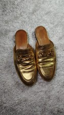 VTG Gold GUCCI Princetown 36 Mule Slippers Horsebit slip on leather