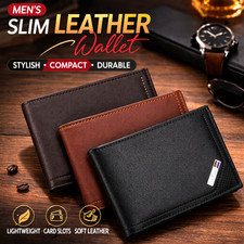 Men Slim Style Leather Wallet Thin Bifold Card Holder Soft PU Pocket Wallet Gift