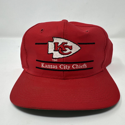 Vintage Kansas City Chiefs Red Split Bar Annco Snapback Hat Cap Tri-Bar Logo