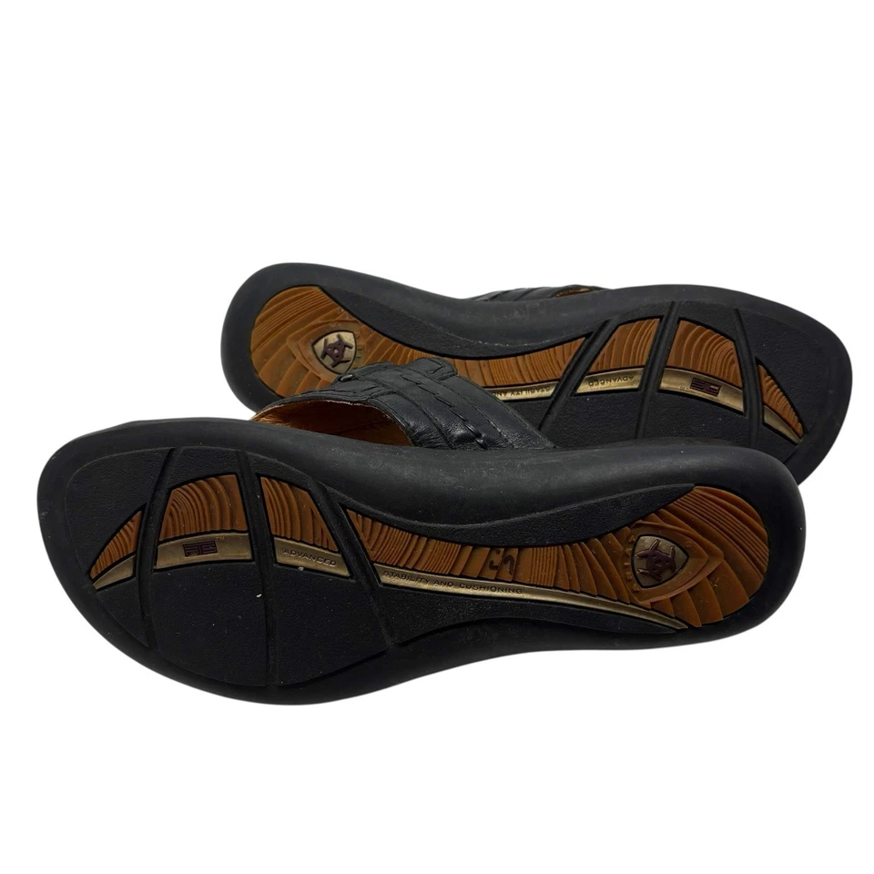 ARIAT Sandals Wedges Genuine Leather Sandals Womens Size 9 USA Black - Image 4 of 4