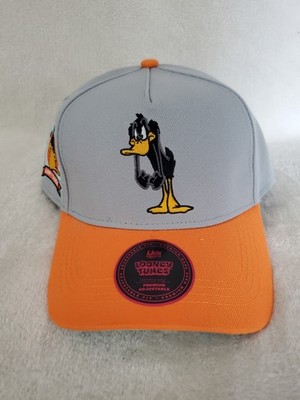 LOONEY TUNES DAFFY DUCK A-FRAME SNAPBACK HAT MENS GREY ORANGE NEW 21819142