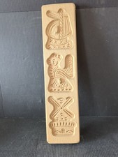 VINTAGE HOLL&Auml;NDISCHES HOLZ KEKSSPEKULAT BRETT MIT WINDM&Uuml;HLE, SCHIFF & VOGEL #