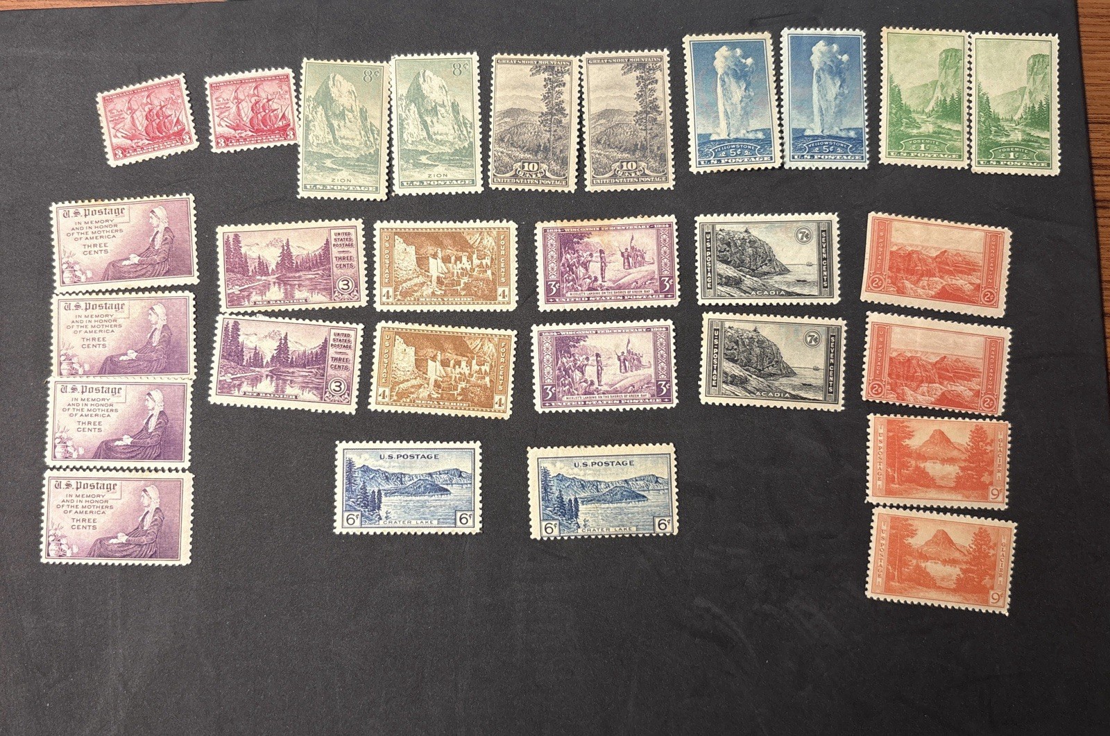 Vintage 1934 US Stamp Lot- National Parks Complete set Multiples, Mint Unused