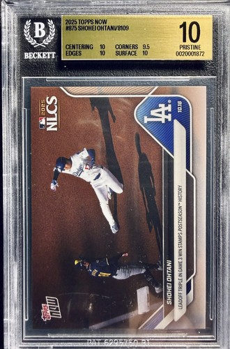 🔥 2025 Topps Now NLCS - SHOHEI OHTANI Lead off Triple #875 /8109 - BGS 10!!