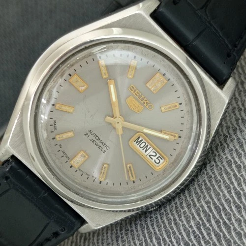 VINTAGE SEIKO 5 AUTOMATIC 7S26A JAPAN MENS TRANSPARENT BACK WATCH a2571-U