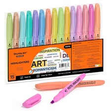 Shuttle Art Highlighters, 15 Colors 1 Count Pack of 15 , 15 Pastel