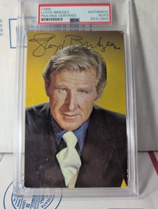 Comedy Legend Lloyd Bridges signed 4x6 card PSA/DNA