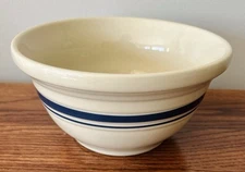 Roseville Ohio Stoneware Blue Stripe Mixing Bowl VTG Pottery Heavy USA 2 QT