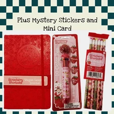 Strawberry Shortcake Vegan Leather Journal W/Multicolor Pen, pencils, & Stickers