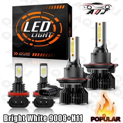 LED Headlight + Fog Light Bulbs Kit White For Mitsubishi Eclipse 2006-2007