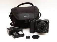 Sony Alpha A6000 24.3MP Digital Camera Black w/ 16-50mm PZ OSS II  Extras 