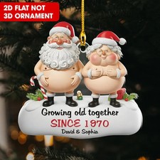 Custom Growing Old Together Since Couple Ornament, Funny Couple 2D Flat 3.5 in