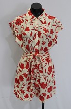 Mango Women's Flower Print Short Sleeve Jumpsuit BL1 Multicolor Large NWT