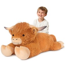 43 inch Giant Highland Cow Plush, Huge Cow Stuffed Animal